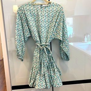 Floral mini dress with rope belt